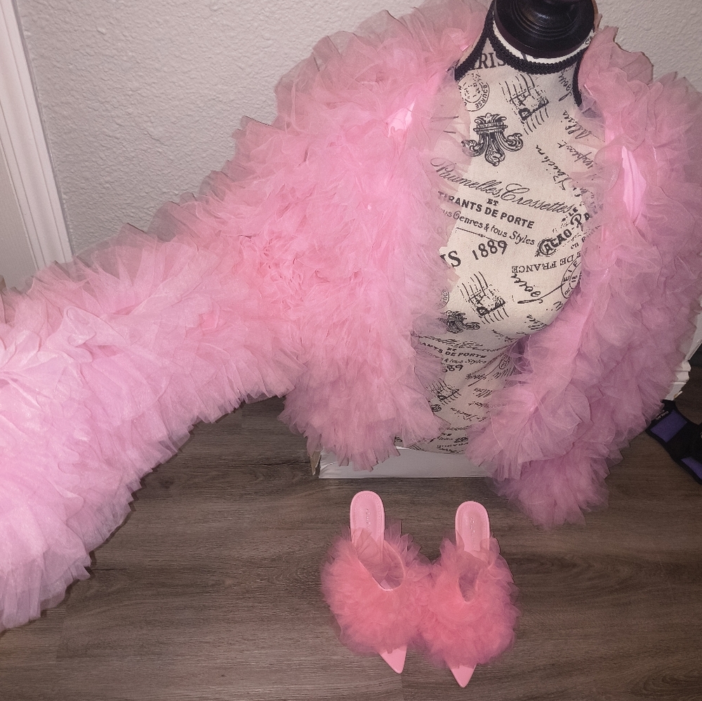 Fluffy Pink Jacket and Booties Set - Picture 2 of 5
